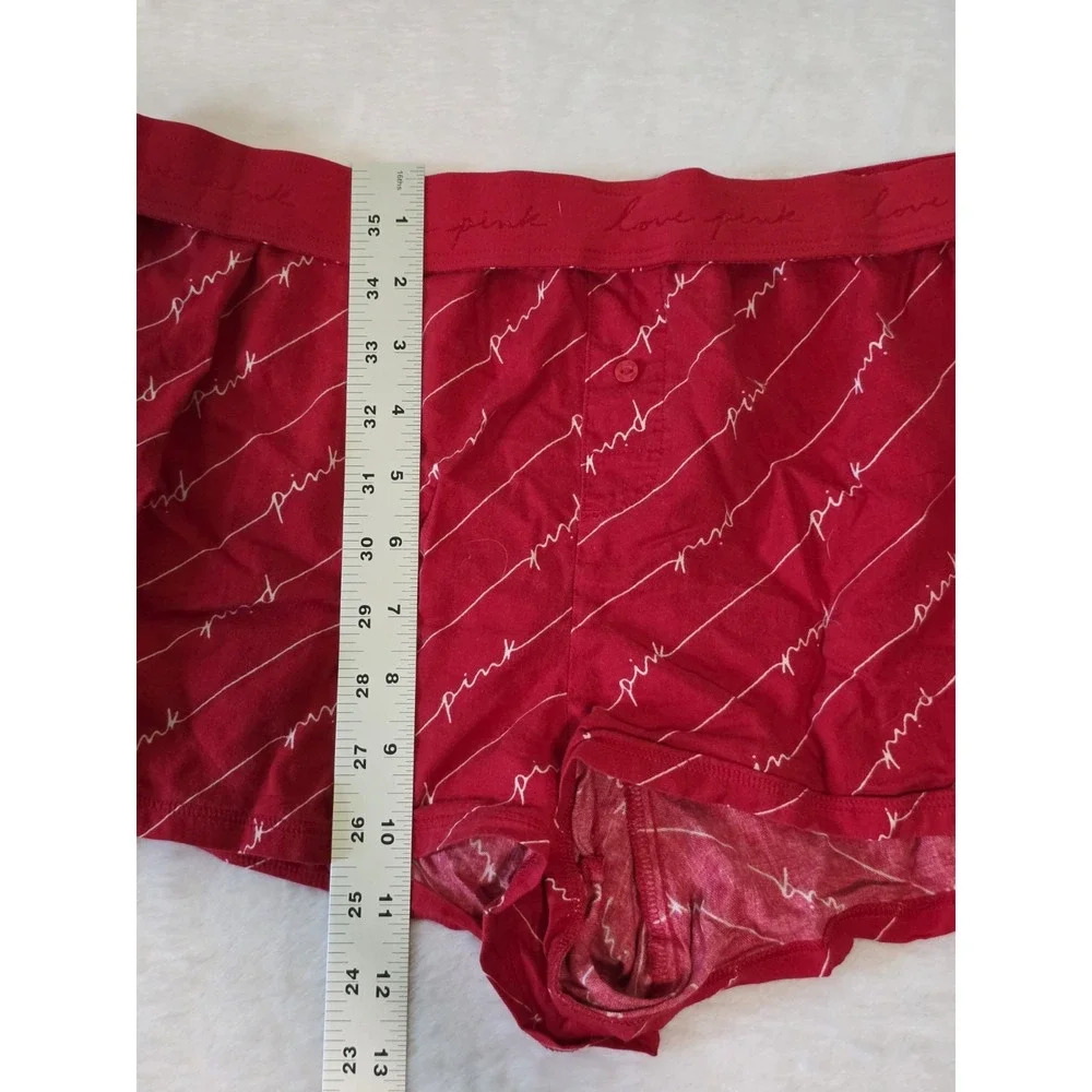 Victoria's Secret PINK Womens Large Red White Flannel Boxy Mini Pajama Shorts